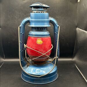 Vintage Blue Little Wizard Dietz NY USA Lantern Red Globe Sticker Tag